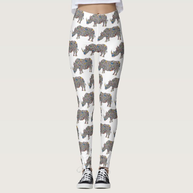 Leggings Rhinoceros dans un Motif psychédélique de Cheetah (Devant)