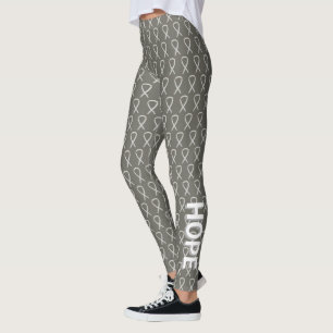 Leggings Ribbon de la conscience blanche Mots personnalisés
