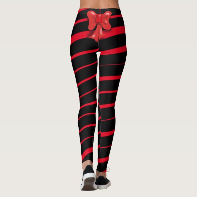 LEGGINGS RIBBON ROUGE DE NOËL ET BAS EN NOIR (Dos)