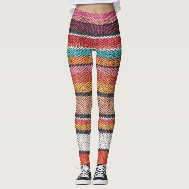 Leggings Richesse du tapis : Textures mexicaines péruvienne (Devant)