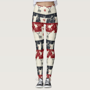 Leggings Rindeer nordique rustique et flocon de neige Mot