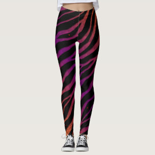 Leggings Ripped SpaceTime Stripes - orange/Purple