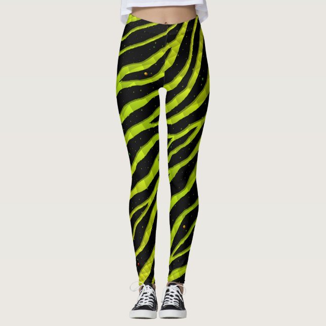 Leggings Ripped SpaceTime Stripes - yellow/lime (Devant)