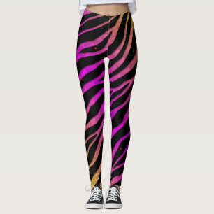 Leggings Ripped SpaceTime Stripes - Yellow/pink