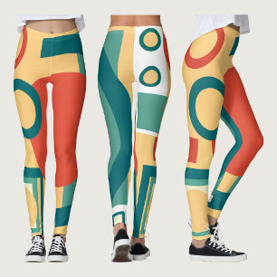 Leggings risographe géométrique vintage rétro, risoprint