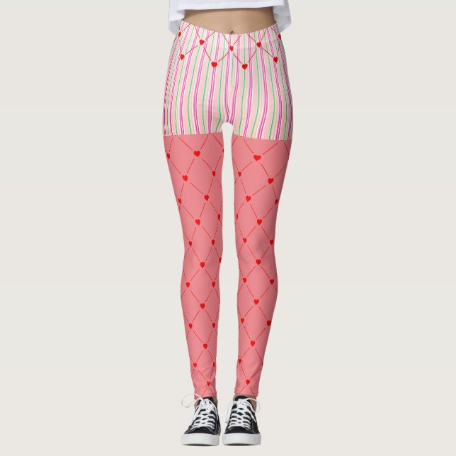 Leggings Rivages tendance amusants Regarder les coeurs (Devant)