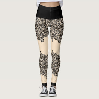 Leggings Robez Vous Robe de Mariée en Dentelle Noir et Blan
