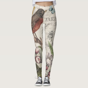 Leggings Robin Elegant Bird Butterfly French Art