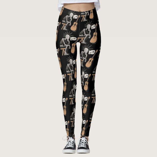 Leggings Robot de musique confus (Devant)