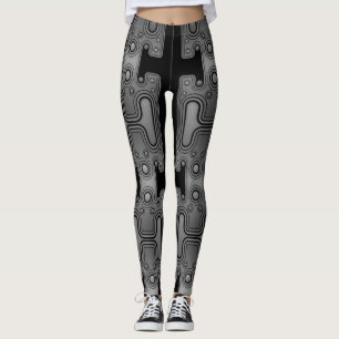 Leggings Robot futuriste Androïde mécanique noir et blanc