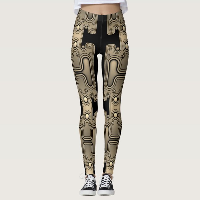Leggings Robot futuriste Sepia mécanique Android (Devant)