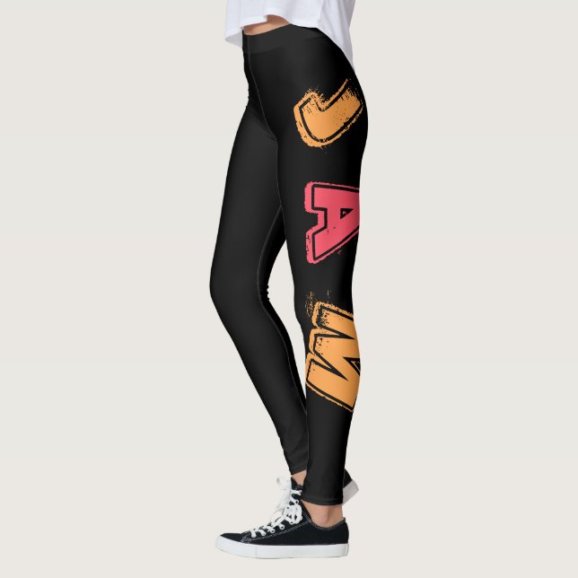 Leggings Rocking Guitar, Music Jam Style, Orange et Red Art (Gauche)