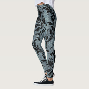 Leggings Rockstar Black Damask Green Viper Snakeskin