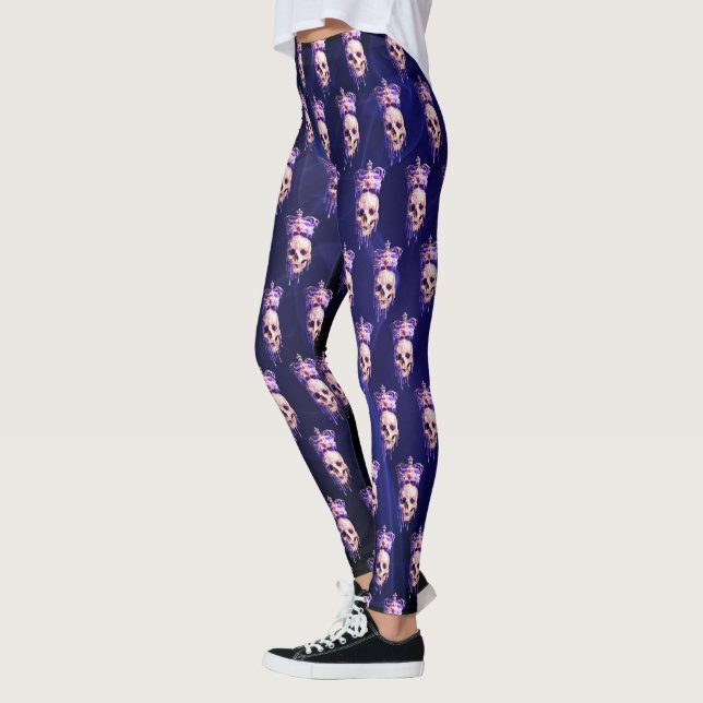 Leggings Roi des morts Fondant Crâne doré pourpre pourpre (Gauche)
