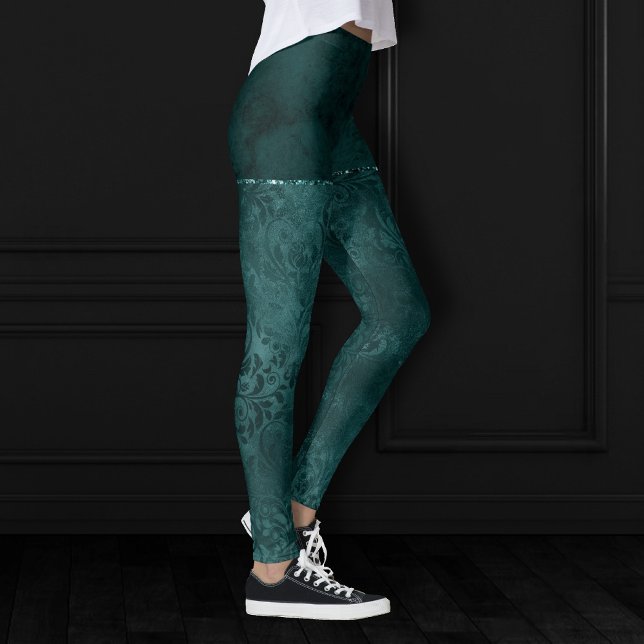 Leggings Romance Turquoise de minuit | Dark Satiny Grunge D (Créateur téléchargé)