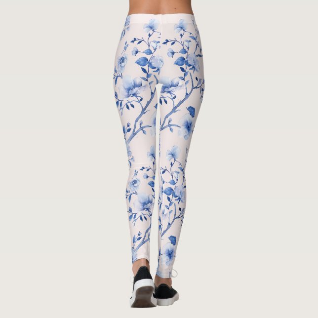 Leggings Romantique bleu bleu floral (Dos)
