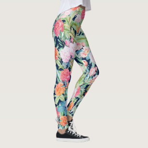 Leggings Romantique rose roses floral Vintage Bleu Design