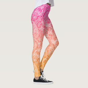 Leggings Rose à orange ombre avec cachemire blanc