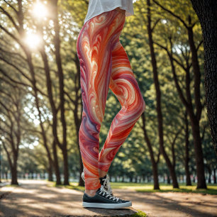 Leggings Rose Abstrait moderne et Saumon