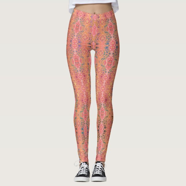 Leggings rose abstrait motif (Devant)