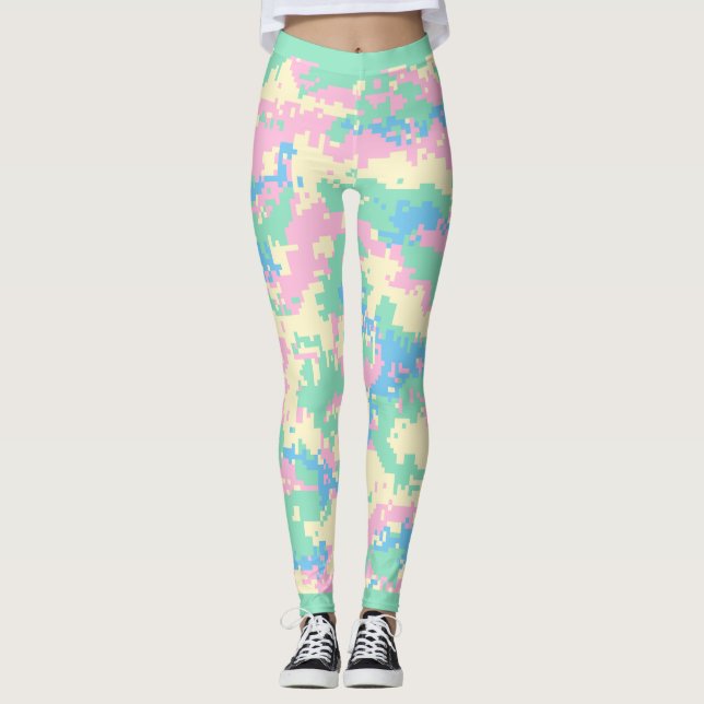 Leggings Rose amusant, vert menthe, turquoise, camouflage c (Devant)