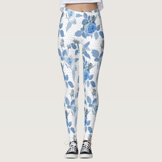 Leggings Rose bleu (Devant)
