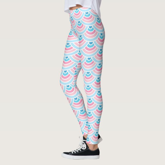 Leggings Rose bleu Aqua Blue Wave Circles Art Motif (Gauche)