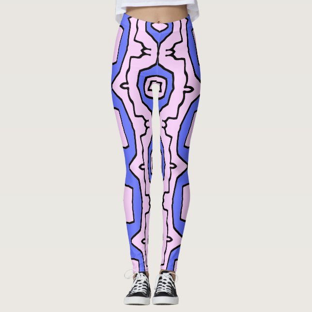 Leggings Rose & bleu tendance mignon "Ratti_Creative_Arts" (Devant)