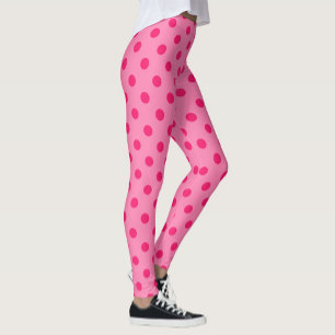 Leggings Rose Chaud Sur Pois Rose Design Motif