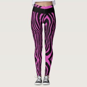 LEGGINGS ROSE CHAUDE ET POSTER DE ANIMAL NOIR MOTIF STRIPE