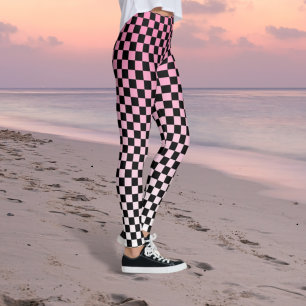Leggings Rose Clair à Carreaux