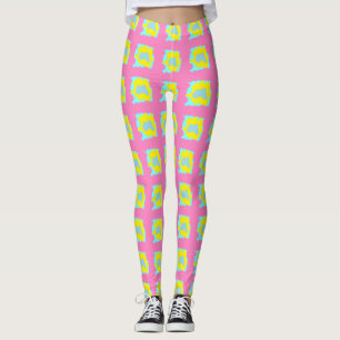 Leggings Rose clair avec citron et bleu sport dames mignonn