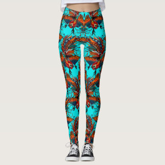 Leggings rose coq turquoise