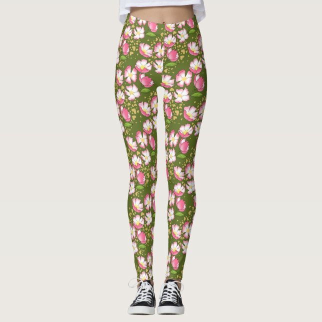 Leggings rose de chien romantique à main (Devant)