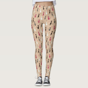 Leggings rose de motif de chats