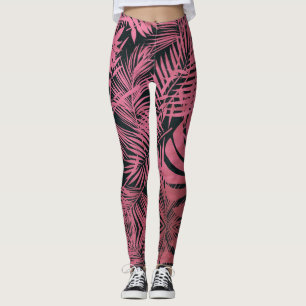 Leggings Rose élégant palmier rose  feuille motif tendance