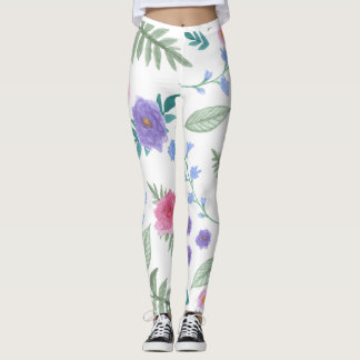 Leggings rose et fleurs pétales et feuille design