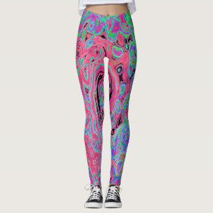 Leggings Rose et Lime Vert Super Retro Abstrait