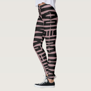 Leggings Rose et Noir Je vous aime motif africain