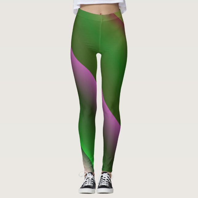Leggings Rose Et Vert Gradient Amusant (Devant)