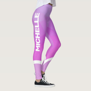Leggings Rose et violet avec blanc nom rayé moderne