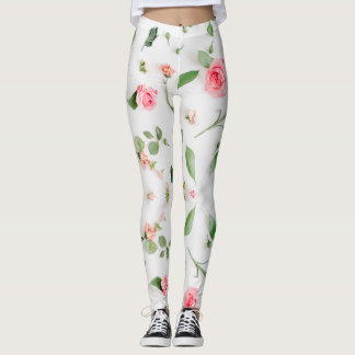 Leggings Rose et zinnia motif floral sur arrière - plan bla