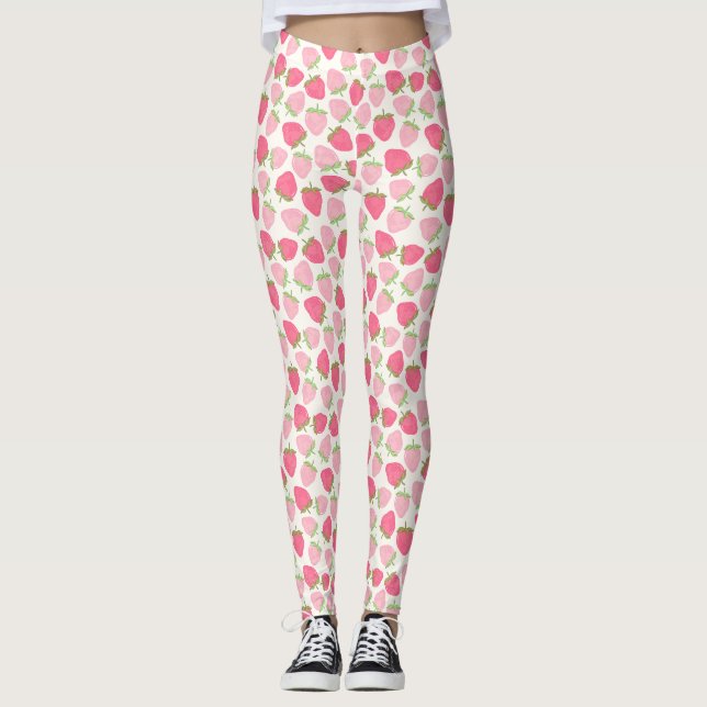 Leggings Rose Féminin Fraise Mignon et Fruité  (Devant)