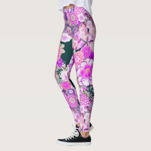 Leggings ROSE FLEURS BLANCHES Peony, Floral japonais Rose 