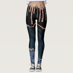 Leggings Rose Gold Blush Parties scintillant Driving Navy B