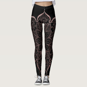 Leggings Rose Gold Faux Parties scintillant Mandala sur Sol