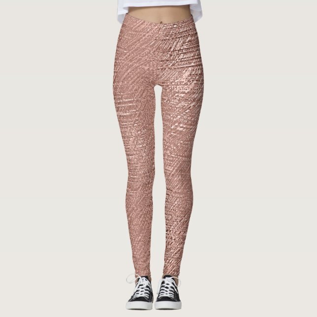 Leggings Rose Gold Faux Texture métallique (Devant)