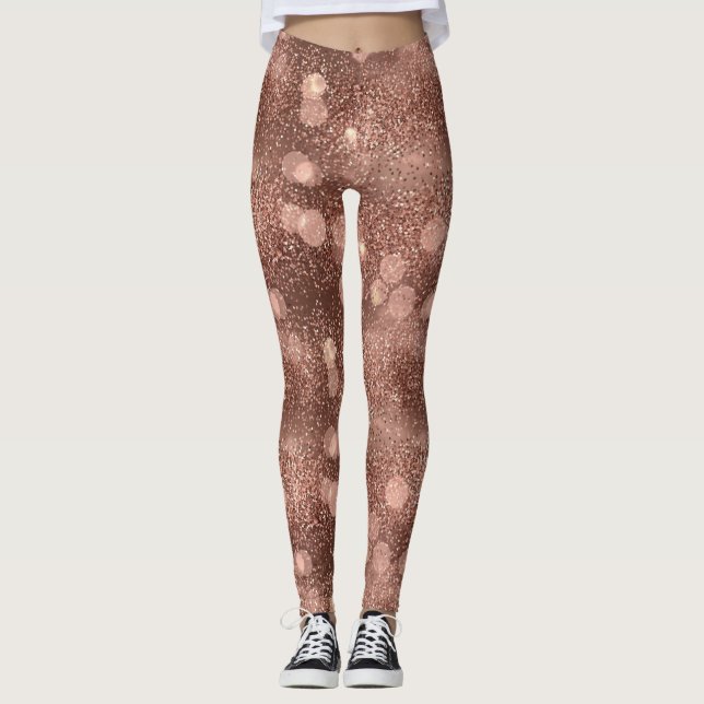 Leggings Rose Gold Glitter Sparkle Luxury Pattern (Devant)