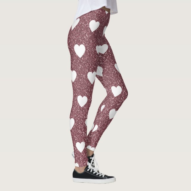 Leggings Rose Gold Rose Coeur Motif Valentines Jour (Droite)