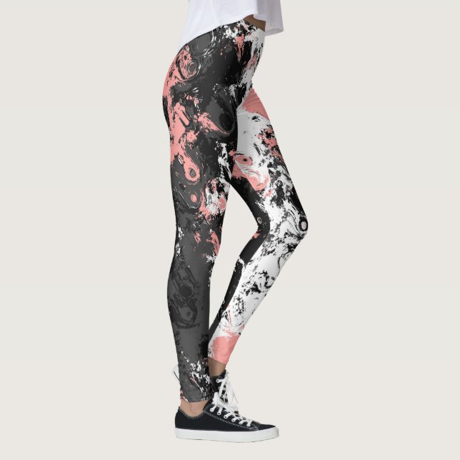 Leggings Rose, gris et Marbre blanc (Droite)